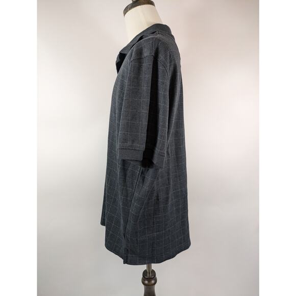 Arrow Mens Large Polo Shirt Collar Golf Casual Short Sleeve Dark Gray 2 Button - Picture 2 of 9